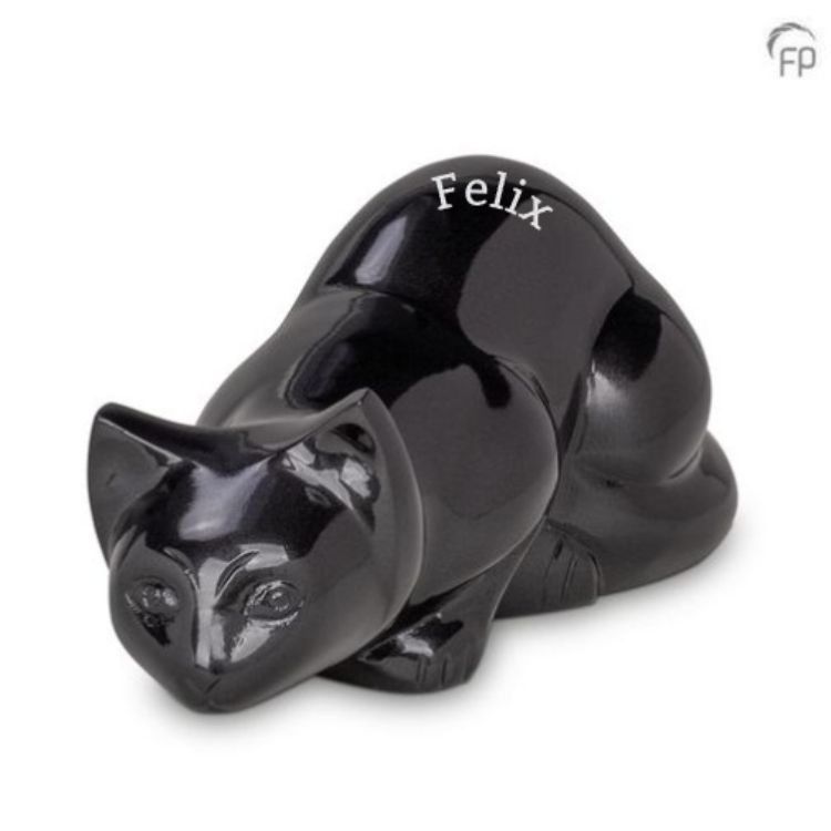 Funeral Products Poes urn Felix in Onyx kleurig metaal