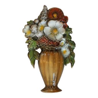 Bloemenvaas met gekleurde bronzen bloemen 90x150mm