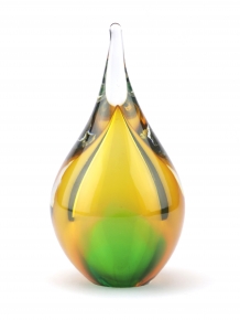 Druppel urn van glas 14cm: Gold-Green (50ml)