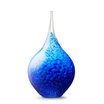 Druppel urn van glas 19cm: Blue-Mixed Opaak (260ml)