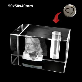 FotoGlas urn 50x40x40mm + Hart afsluitdop