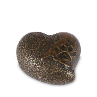 Hart urn in brons - Your footprint in my heart -
