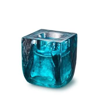 Tealight Cubos urn met waxine in Tiffany blue