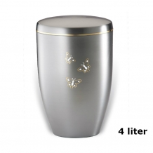 Urn in blanc aluminium met vlinders (4000ml)