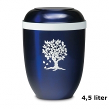 Urn in blauw edelstaal met levensboom (4500ml)