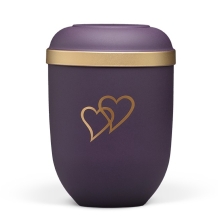 Urn (natuurvriendelijk): Violet + dubbel hart in goudkleur (4800ml)