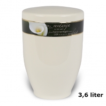 Urn edelstaal Creme-Wit met tekstband (3600ml)