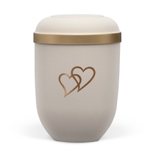 Urn (natuurvriendelijk): Beige + dubbel hart in goudkleur (4800ml)