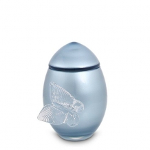 Mini urn van glas met transparante vlinder: Blue (300ml)