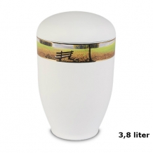 Urn in Mat-Wit edelstaal met Park + Bankje decorlint (3500ml)