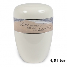 Urn edelstaal Creme-Wit met tekstband (4500ml)