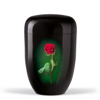 Urn zwart edelstaal: rode roos (4000ml)