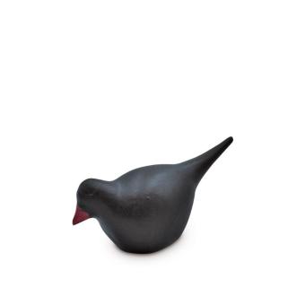 Vogel urn in Zwart keramiek 8cm